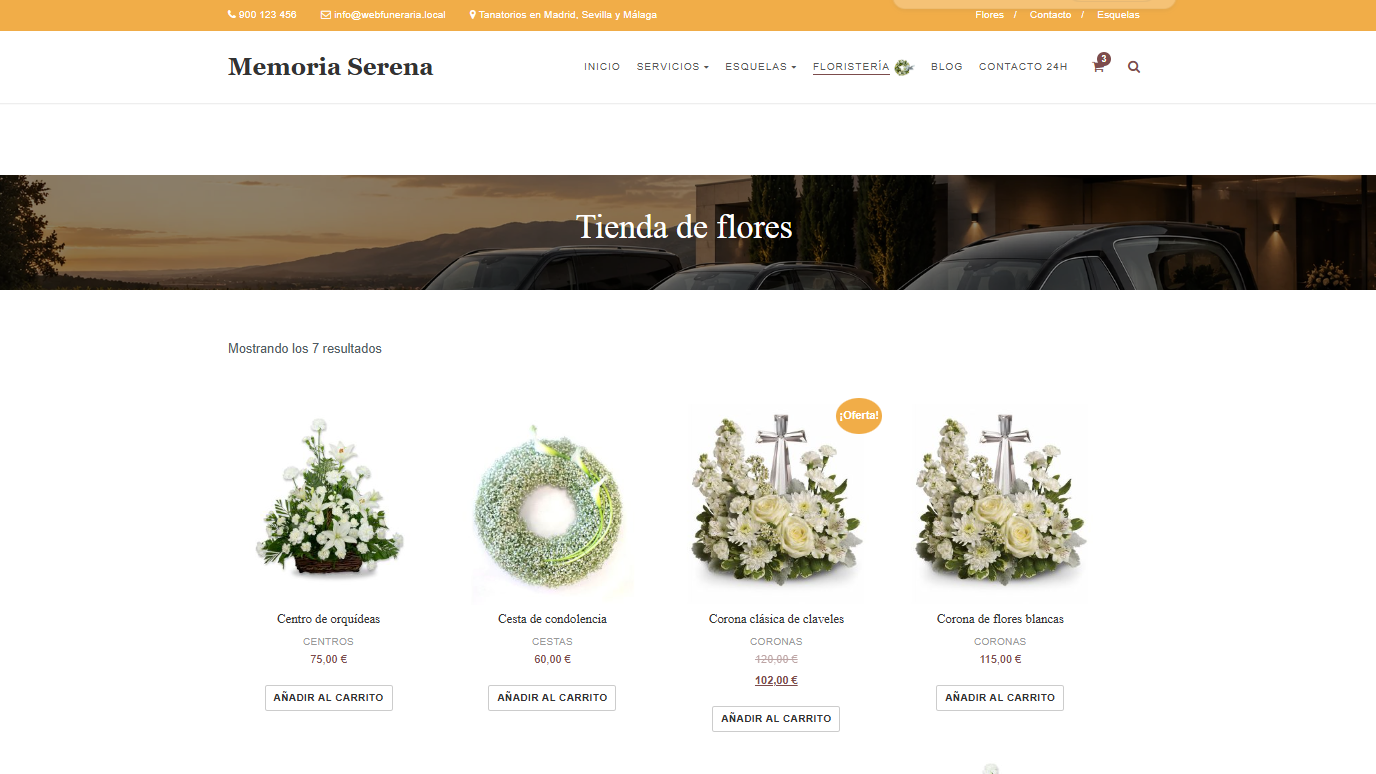 Tienda online de flores para funerarias