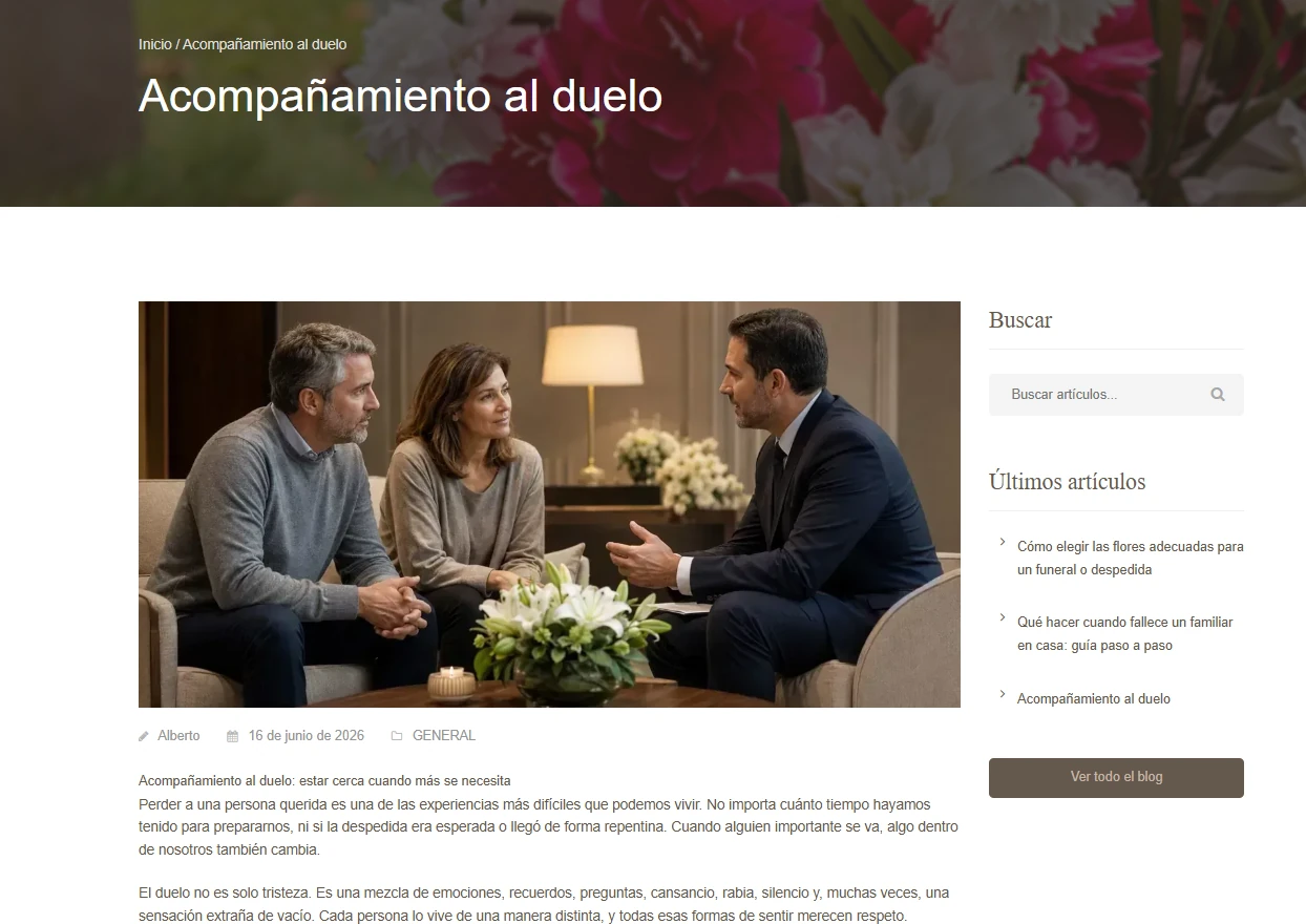 Blog para funerarias optimizado para posicionamiento SEO